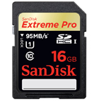 SanDisk 16GB SDHC Extreme Pro 95MB/s 633X Class10