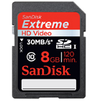 8GB SDHC Extreme HD Video 30MB/s SanDisk