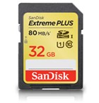 SanDisk 32GB SDHC Extreme Plus 80MB/s 533X Class10